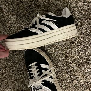 Adidas black platform gazelles